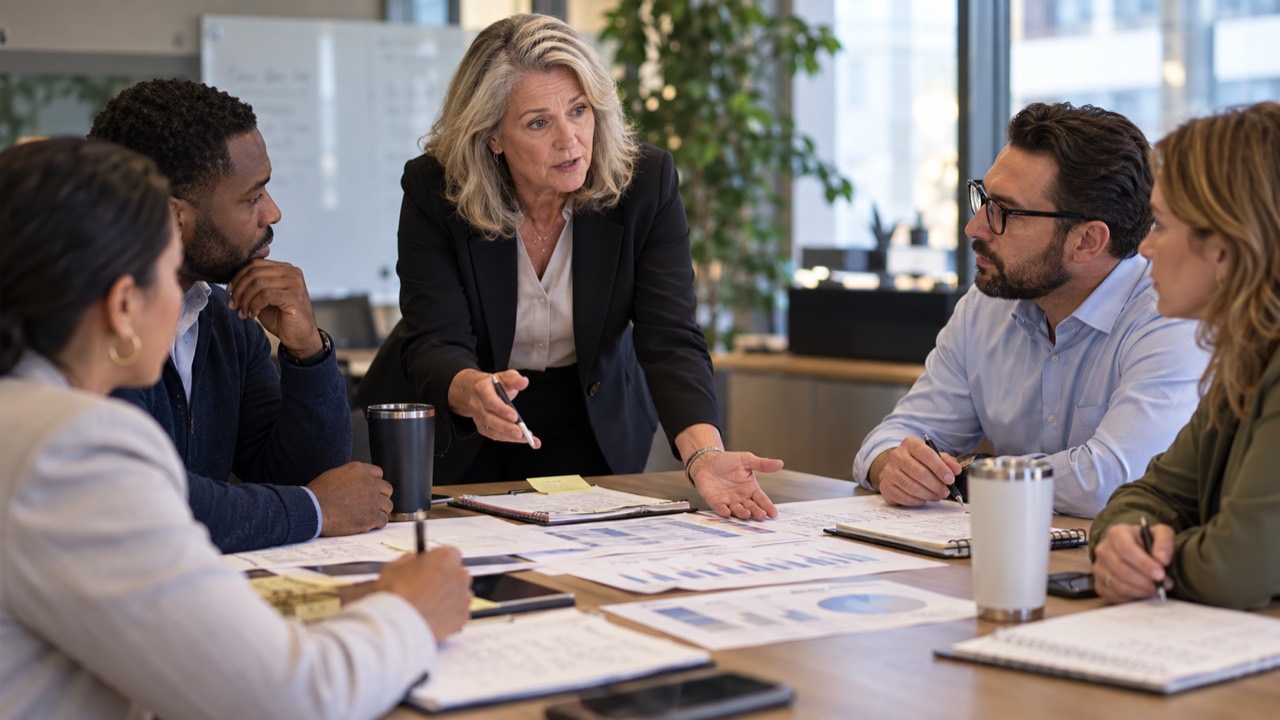 An experienced operations leader guiding a working session with a team